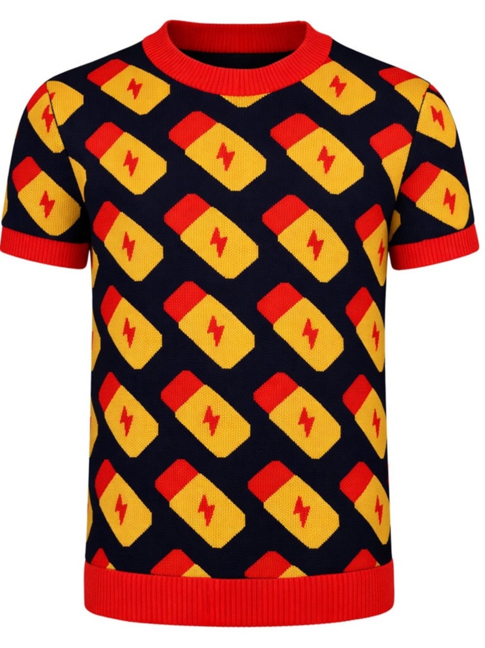 Men’s Short Sleeve Sweater with Rush Poppers Print